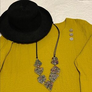 Ali Miles Mustard Color Textured Blouse